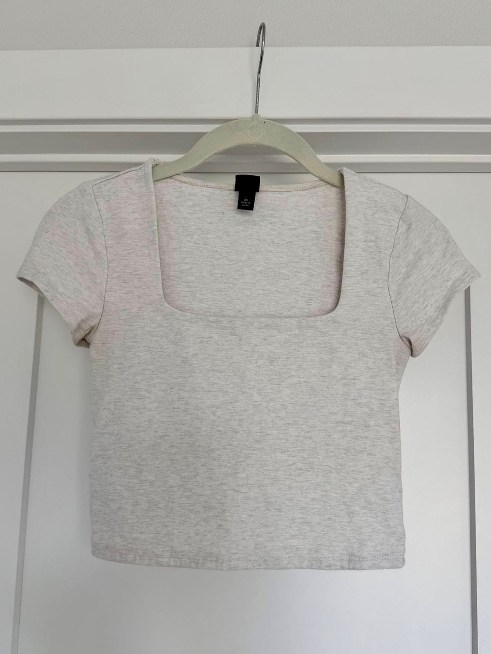 wild fable hHeather Grey Square-Neck Short Sleeve Crop Top